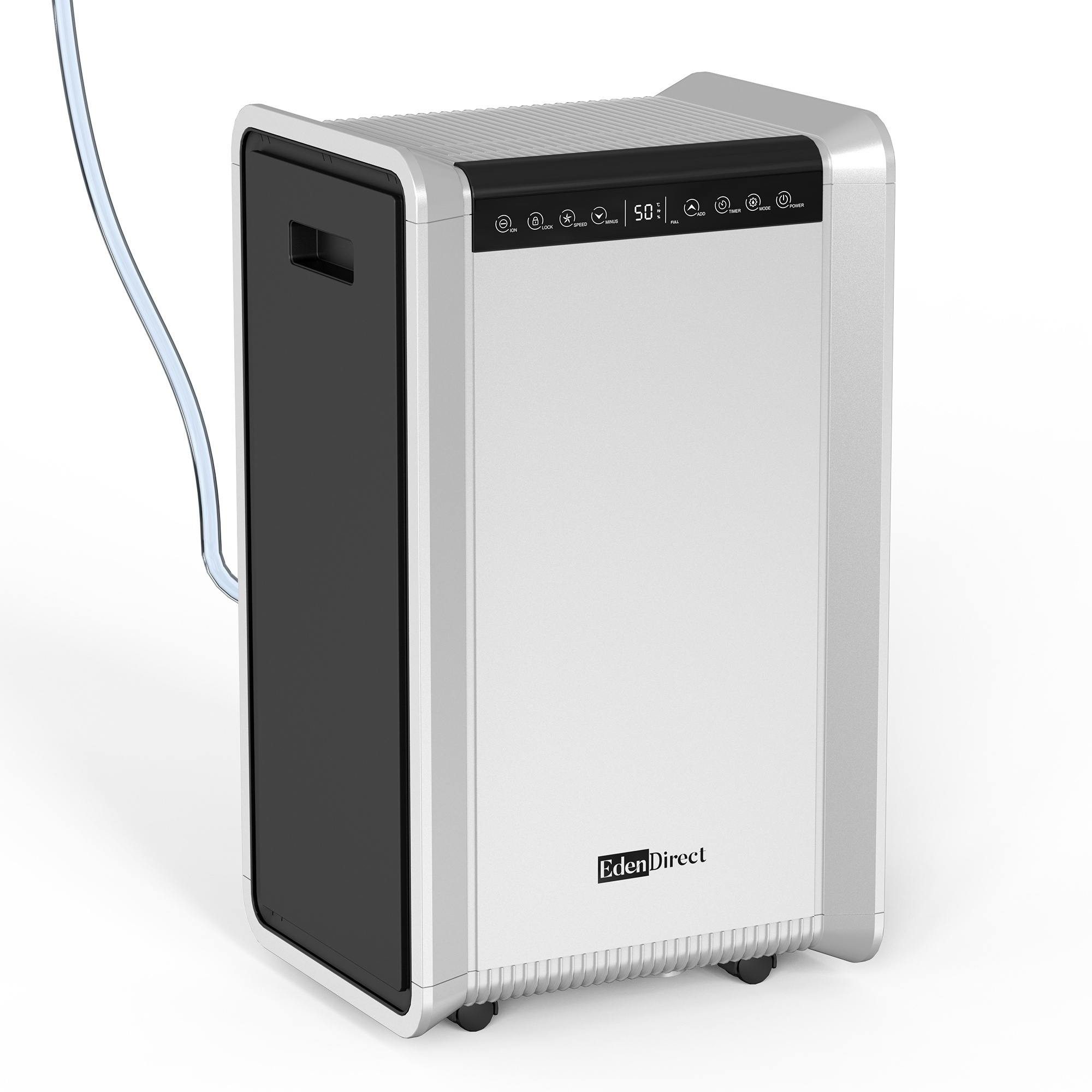EdenDirect Commercial Dehumidifier — 125 Pints, 8,500 Sq. Ft. Coverage, Drain Hose and Large Bucket, Model# OL50-D024D